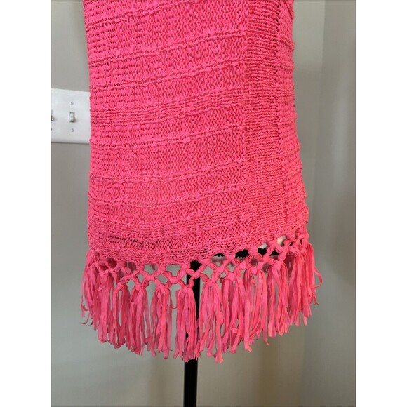 Lilly Pulitzer Sleeveless Sweater Hot Pink With Fringe Size Small - Picture 8 of 9